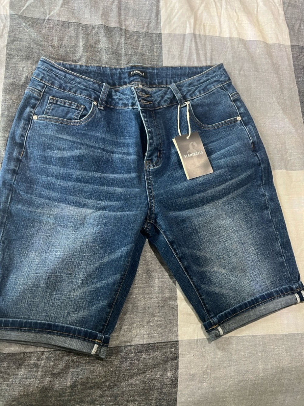 Flamingals  Dark Blue Denim Bermuda Shorts NWT XL 12/14